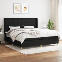 Boxspring met matras stof zwart 200x200 cm - thumbnail