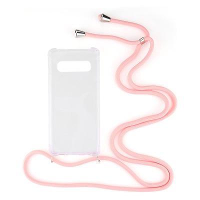 Shop4 - Samsung Galaxy S10 5G Hoesje - Zachte Back Case met Koord Roze