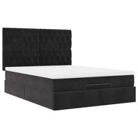 Ottoman bed met matrassen en LED's 140x190cm fluweel zwart - thumbnail