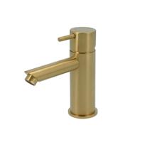 Wastafelmengkraan Hotbath Cobber 1-hendel Recht 14.3 cm Geborsteld Messing PVD - thumbnail