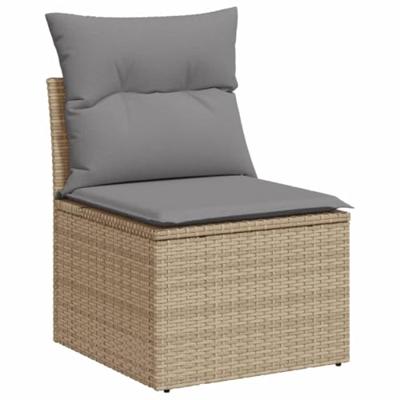10-delige Loungeset met kussens poly rattan gemengd beige