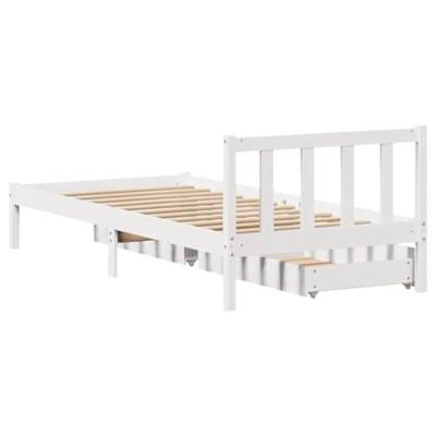 Bedframe zonder matras massief grenenhout wit 140x200 cm