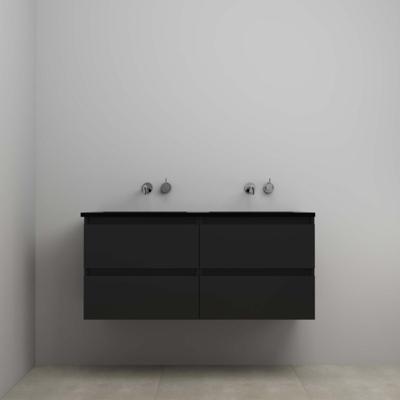 On-Line Onderkast - 120 cm - Voorgemonteerd - Ladestructuur - Acryl Wastafel - zonder Kraangat - Mat Zwart
