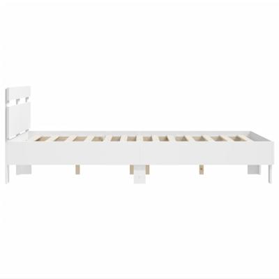 Bedframe met hoofdbord bewerkt hout wit 120x200 cm