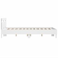Bedframe met hoofdbord bewerkt hout wit 120x200 cm - thumbnail