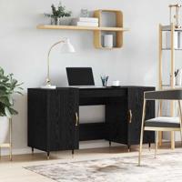 Bureau met plank Zwart eiken 140 x 50 x 75 cm Bewerkt hout - thumbnail
