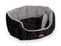 Nobby, Ovaal bed met vulling van pluche met omkeerbaar kussen, 45 x 40 x 19 cm, zwart - thumbnail