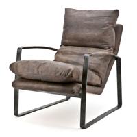 Eleonora Leren Fauteuil 'Lex' kleur donkerbruin leder - thumbnail