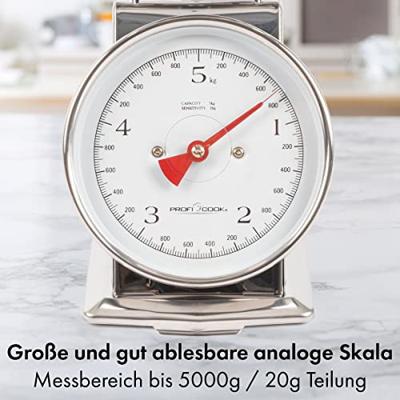 Profi Cook PC-KW 1247 Keukenweegschaal Analoog Met schaalverdeling Weegbereik (max.): 5 kg RVS
