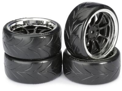 Absima 1:10 Straatmodel Complete wielen Drifter A 9-spaaks Zwart-chroom 4 stuk(s)