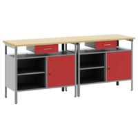 Werkbankset met lade 2 pcs Rood en Grijs 200 x 55 x 85 cm - thumbnail