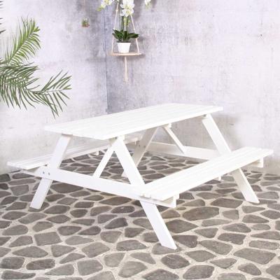 Simone houten picknicktafel wit