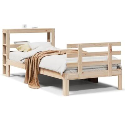 Bedframe met hoofdbord massief grenenhout 90x200 cm
