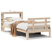 Bedframe met hoofdbord massief grenenhout 90x200 cm - thumbnail