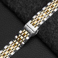 By Qubix - Metalen schakelbandje - Zilver met goud - Compatible met Garmin Lily 2 - Compatible Garmin bandje - thumbnail
