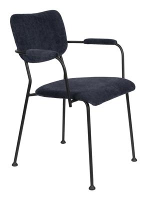 Zuiver Eetkamerstoel 'Benson' Met armleuning, Ribstof, kleur Donkerblauw