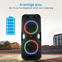 MEDION P67038 partygeluidssysteem (partyluidsprekers, karaoke, batterij, FM-radio, Bluetooth 5.0, compact systeem, 2x 220 watt, gekleurde LED, USB, AUX, 2x microfoonaansluiting) - thumbnail