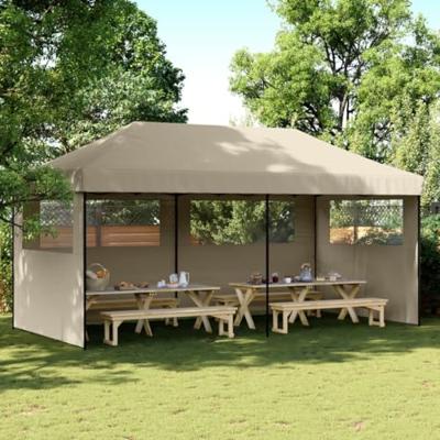 VidaXL Partytent inklapbaar pop-up met 3 zijwanden taupe VidaXL Partytent inklapbaar pop-up met 3 zijwanden taupe