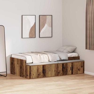 Opbergbedframe met opslag Oud hout 100 x 200 cm Bewerkt hout