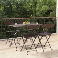 Bistrostoelen 4 st inklapbaar poly rattan en staal bruin - thumbnail