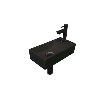 INK - Fonteinpack Porselein Rechts incl. Fonteinkraan - Design Sifon - Design Plug en Montageset - 360x180x90 Mm - Mat Zwart/mat Zwart