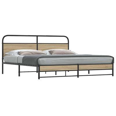 Bedframe zonder matras metaal gerookt eikenkleurig 180x200 cm