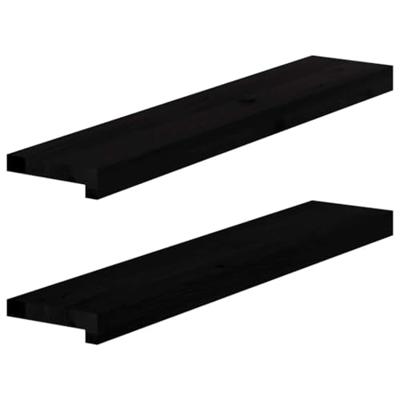 VidaXL Vensterbanken 2 st 80x15x2 cm massief eikenhout donkerbruin VidaXL Vensterbanken 2 st 80x15x2 cm massief eikenhout donkerbruin