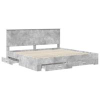 Bedframe met hoofdeinde Beton Grijs 200 x 200 cm Bewerkt hout - thumbnail