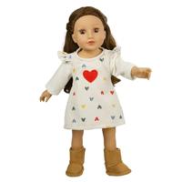 Heless Poppen ribfluwelen jurk hartjesconfetti, 35-45 cm - thumbnail