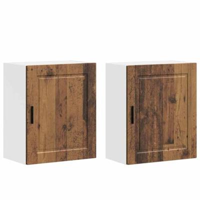 Keukenbovenkasten 2 st Porto bewerkt hout oud houtkleurig