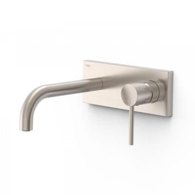 Wastafelmengkraan Inbouw Tres Study Exclusive met Afdekplaat Gebogen Uitloop 18 cm en Hendel RVS Wastafelmengkraan Inbouw Tres Study Exclusive met Afdekplaat Gebogen Uitloop 18 cm en Hendel RVS