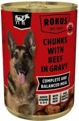 Rokus Chunks Adult hondenvoer rund 415g