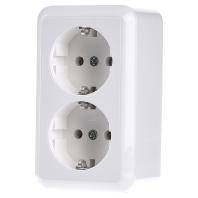 Merten MEG2421-8719 Wandcontactdoos met randaarde Compleet 2-voudig Polair-wit 1 stuk(s) - thumbnail