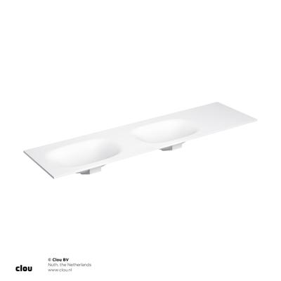 Wastafelblad Clou Hammock Dubbele Waskom Links 180cm Mat Wit