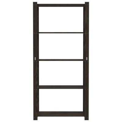 VidaXL Opbergrek 5-laags 80x38x170 cm massief grenenhout zwart VidaXL Opbergrek 5-laags 80x38x170 cm massief grenenhout zwart
