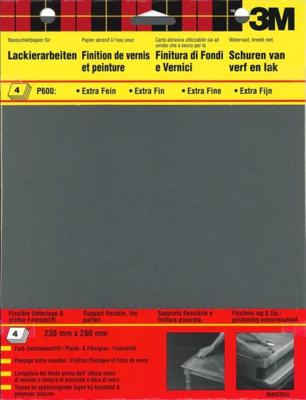 3M™ Schuurpapier wet-or-dry - pak à 4 vellen - zwart - P600