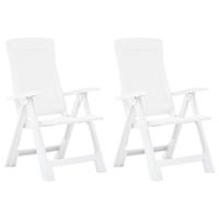 Tuinstoelen 2 st verstelbaar kunststof wit - thumbnail
