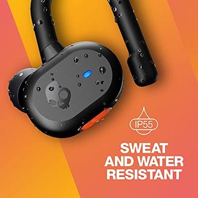 Skullcandy Push Active True Wireless Bluetooth-oordopje voor in het oor, te gebruiken met iPhone en Android, met oplaadetui en microfoon, IP55 water- en stofbestendig - zwart/oranje