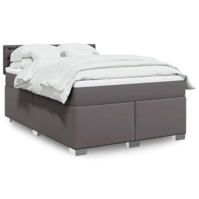 Boxspring met matras kunstleer grijs 140x200 cm