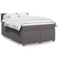 Boxspring met matras kunstleer grijs 140x200 cm - thumbnail