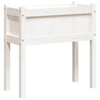 VidaXL Plantenbak met poten 70x31x70 cm massief grenenhout wit - thumbnail