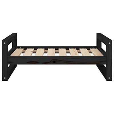VidaXL Hondenmand 75,5x55,5x28 cm massief grenenhout zwart