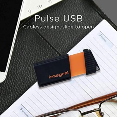 Integral Pulse USB 2.0 stick, 32 GB, zwart/oranje Integral Pulse USB 2.0 stick, 32 GB, zwart/oranje