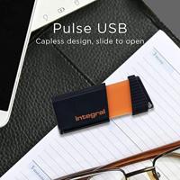 Integral Pulse USB 2.0 stick, 32 GB, zwart/oranje - thumbnail