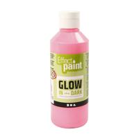 Creativ Company Glow in the dark verf - lichtrood, 250ml - thumbnail