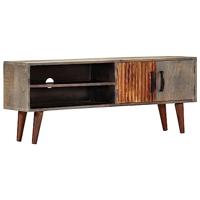 Tv-meubel 130x30x46 cm massief ruw mangohout grijs - thumbnail