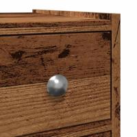 Badkamerkast smal met wielen bewerkt hout oud houtkleurig - thumbnail