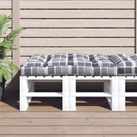 VidaXL Palletkussen 120x80x12 cm stof ruitpatroon grijs - thumbnail