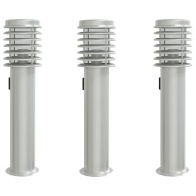 Buitenvloerlampen 3 st stopcontact 60 cm roestvrijstaal zilver Buitenvloerlampen 3 st stopcontact 60 cm roestvrijstaal zilver