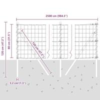 VidaXL Hek met paal grijs 0,8 x 25 m staal - thumbnail